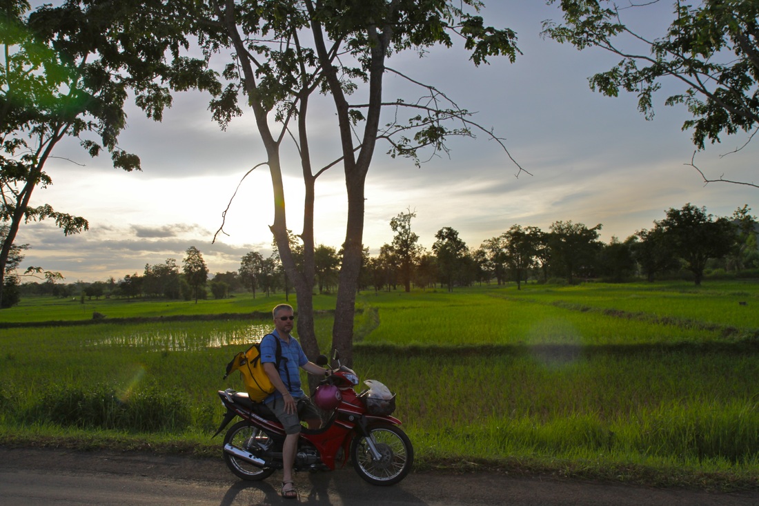 Patrik Lord on motorbike in Thailand